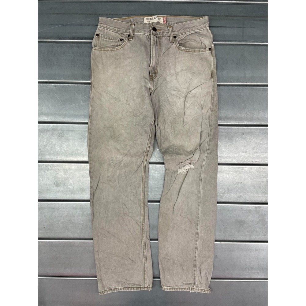 Vintage Levis 505 Jeans Mens 31X32 Gray Light Wash‎ Denim Regular Straight Fit